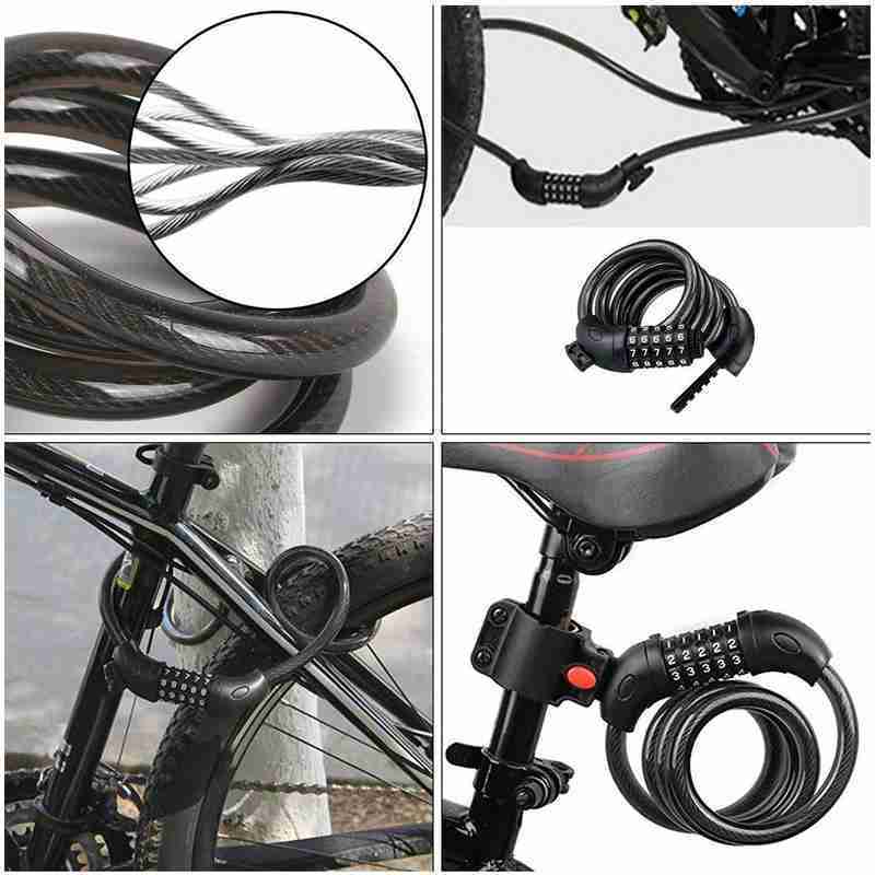 Five digit code bicycle high quality anti theft safe cable bicycle Security lock Steel Cable Bike Cycling Bicycle Lock