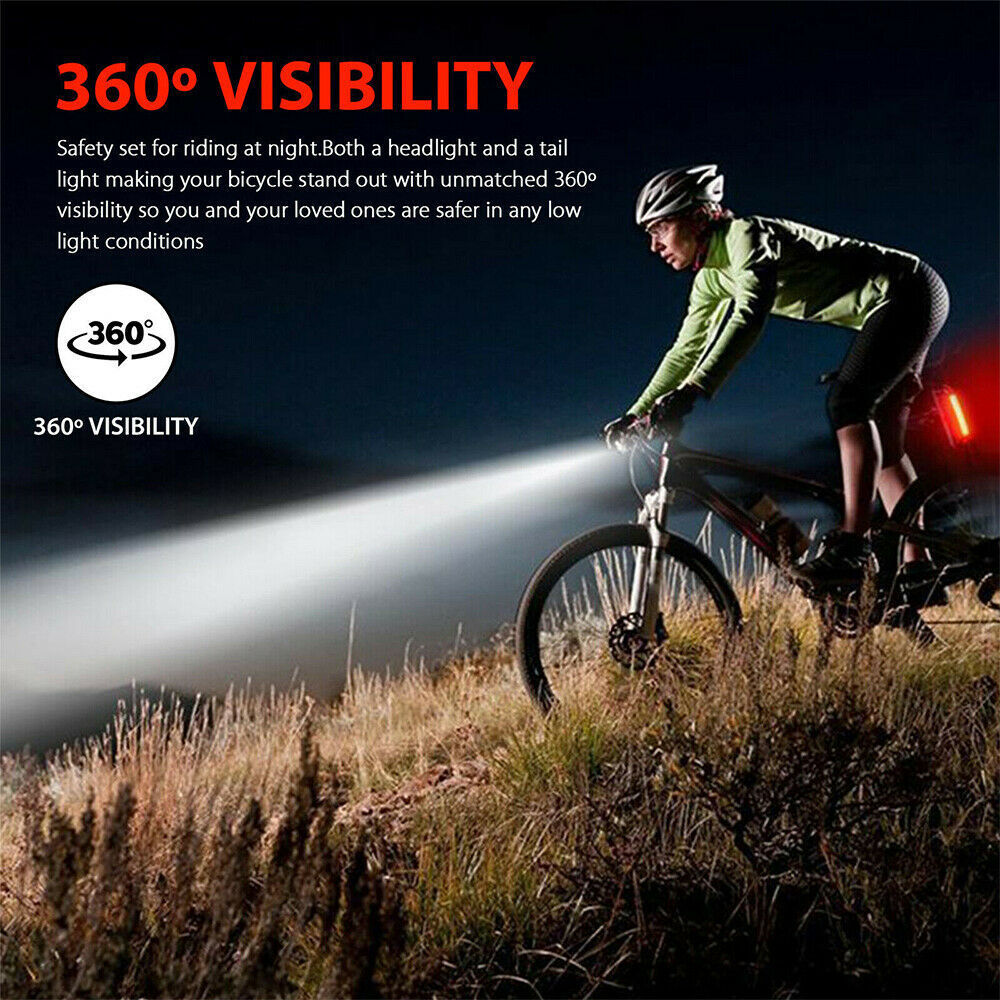 Rechargeable Bicycle Light Set USB LED Front Light +Bike Tail Lights Mountain Cycle Flashlight Outdoor Cycling Lamps