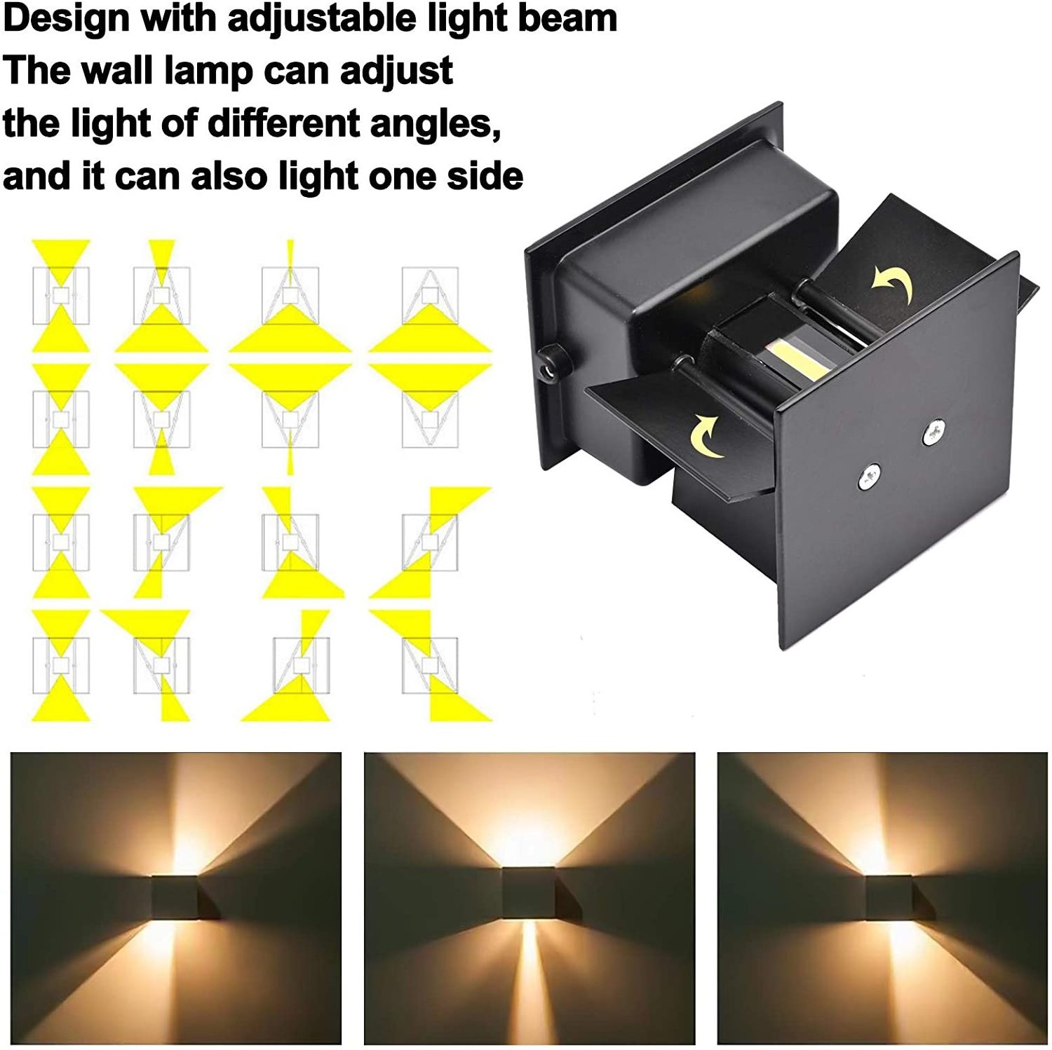 IP65 Modern LED Wall Light with Adjustable Beam Angle  Up Down Sconce Lighting 6W 10W Cube Wall Lights For Outdoor Indoor Home