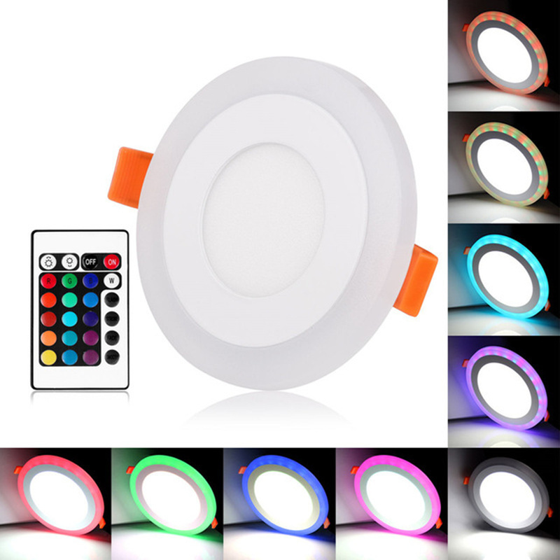 RGB LED Ceiling Light 6W 9W 16W 24W Recessed Ceiling Lamp Round Square Panel Spot Light AC85-265V Indoor LED Bulb