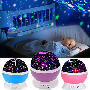 Starry Projector Lamp Children Bedroom Night LED Light Baby Lamp Decor Rotating Star Nursery Galaxy Moon  Projector Table Lamp