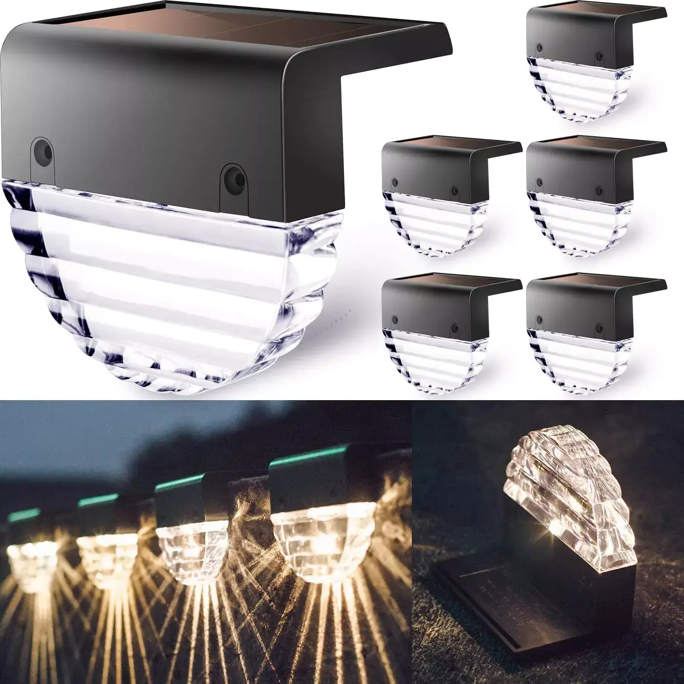 LED Solar Deck Lights Outdoor Waterproof Warm White Color Changing Lighting LED Solar Fence Lamp Step Solar Step Light