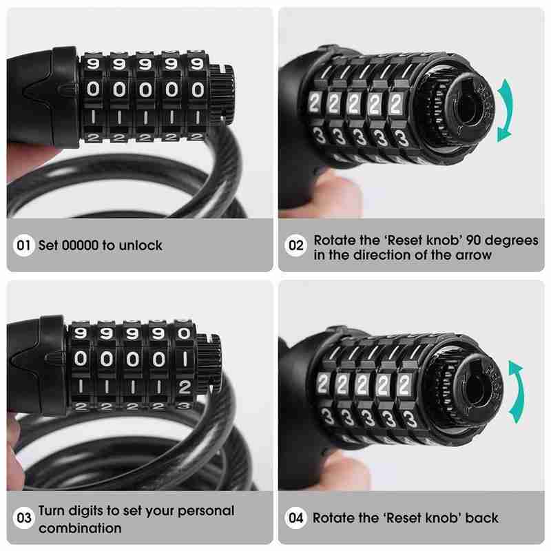 5-Digit Code Bicycle Anti-Theft Lock  cable bicycle Security lock Steel Cable Bike Cycling Bicycle Lock