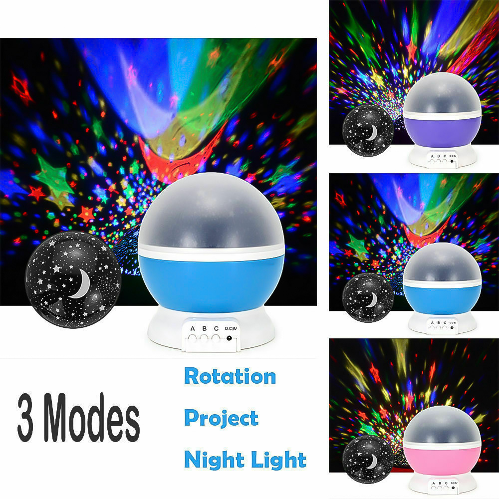 Starry Projector Lamp Children Bedroom Night LED Light Baby Lamp Decor Rotating Star Nursery Galaxy Moon  Projector Table Lamp