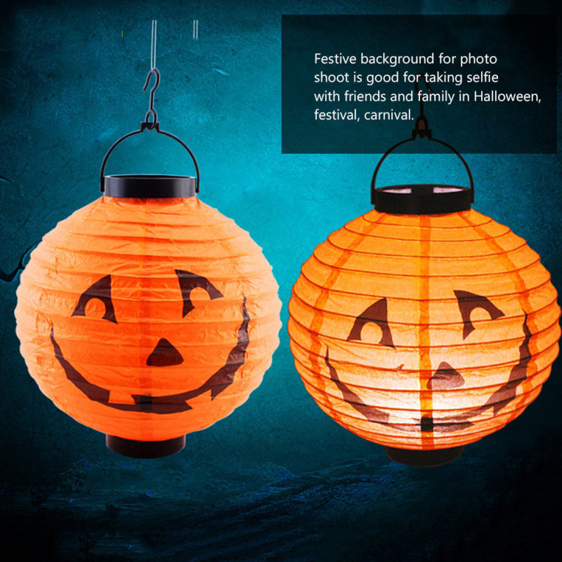 Halloween Paper Lantern Holiday Lights LED Pumpkin Spider Bat Skeleton For Indoor Outdoor Decoration