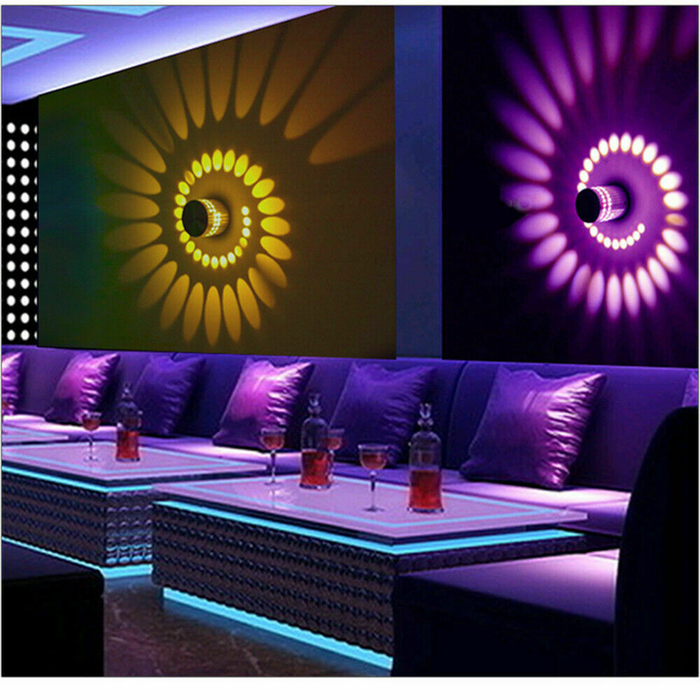 3W RGB LED Wall Light Spiral Lamp Remote Fixture Sconce For Home KTV Disco Bar Decor