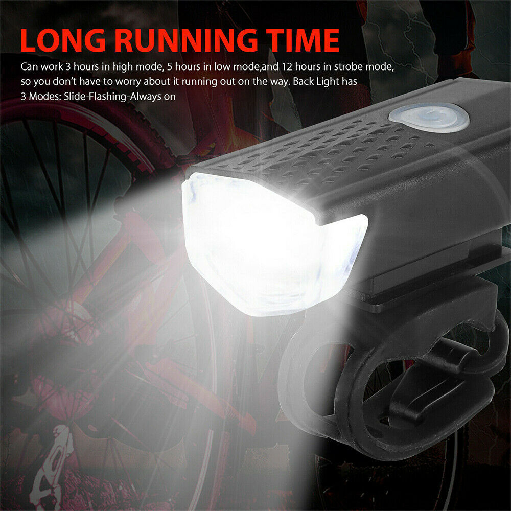 Rechargeable Bicycle Light Set USB LED Front Light +Bike Tail Lights Mountain Cycle Flashlight Outdoor Cycling Lamps