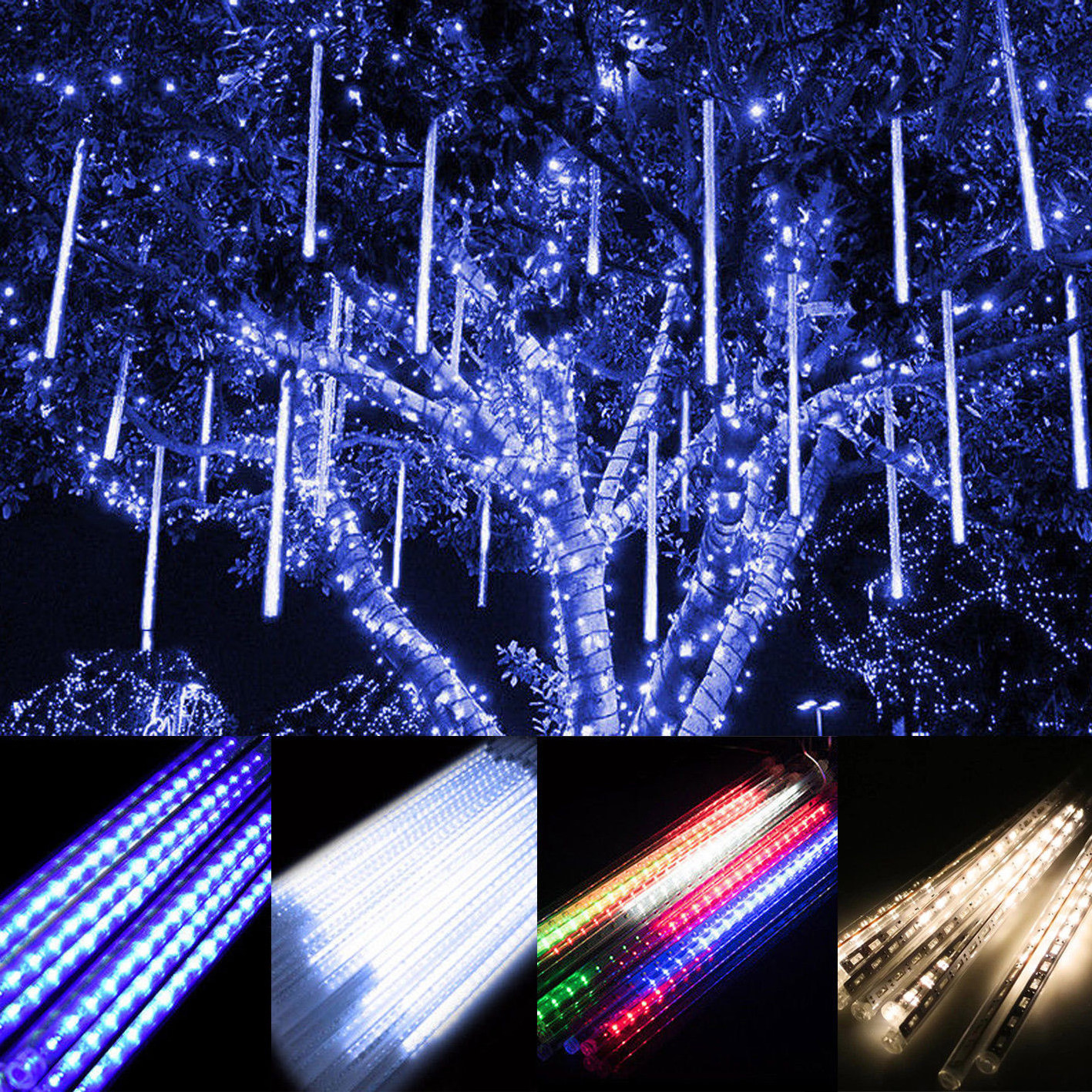 8 Tube 30cm 144 LEDs Waterproof LED Light Meteor Shower Rain Xmas Snowfall Tree Outdoor Lighting Decoration Lamp