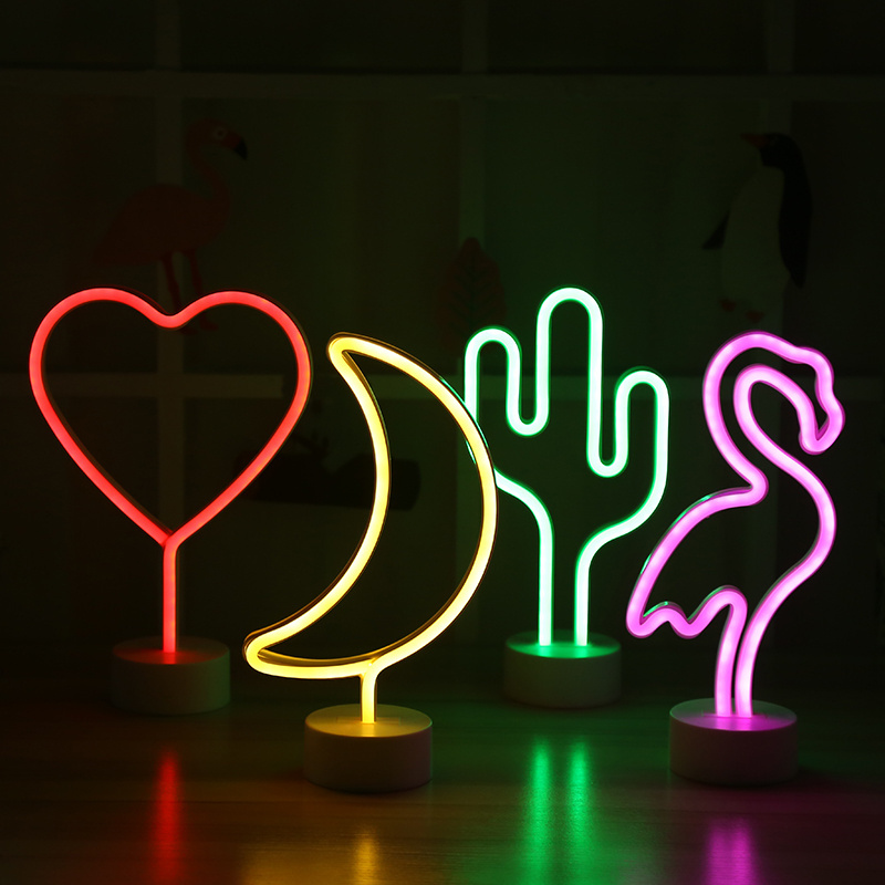 LED Neon Sign Light LED Night Light Table Lamp Flamingo Coconut tree Pineapple Lamp Photography Prop Wedding Decoration D30