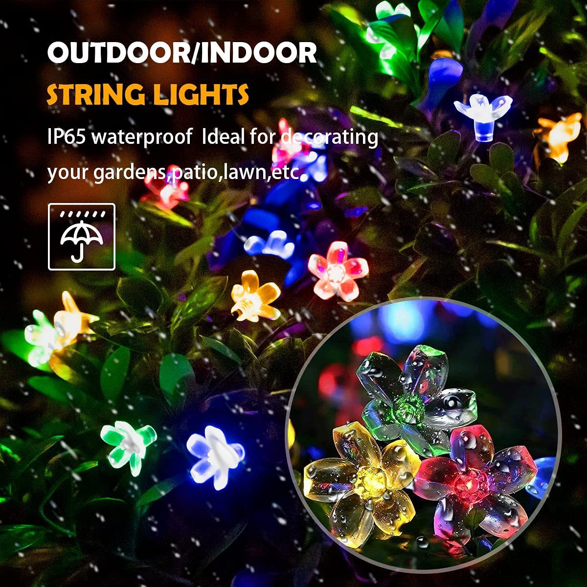 Solar String Flower Lights Outdoor Waterproof  Fairy Light for Garden Fence Patio Yard Christmas Tree, Lawn, Party Decorations