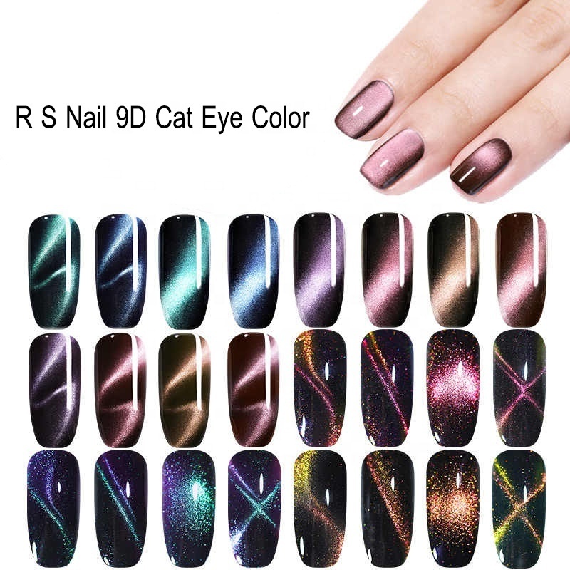 Private Label R S Nail 9D Magic Cat Eye Gel Hema Free Led Uv Lamp OEM 3 Step Gel Polish  Long Lasting Nail Beauty Supplies