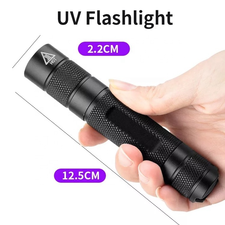 Mini Black light led uv flashlight low moq uv 365nm flashlight 5W Light Uv Flashlight