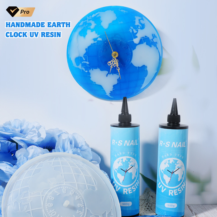 RS Nail DIY Clear Curing Epoxy Uv Curable Glue UV Resin Earth Clock