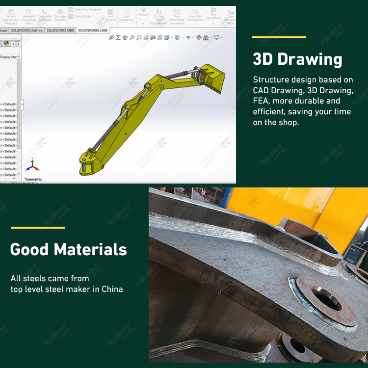 RSBM Excavator Long Reach Boom and swing sliding arm