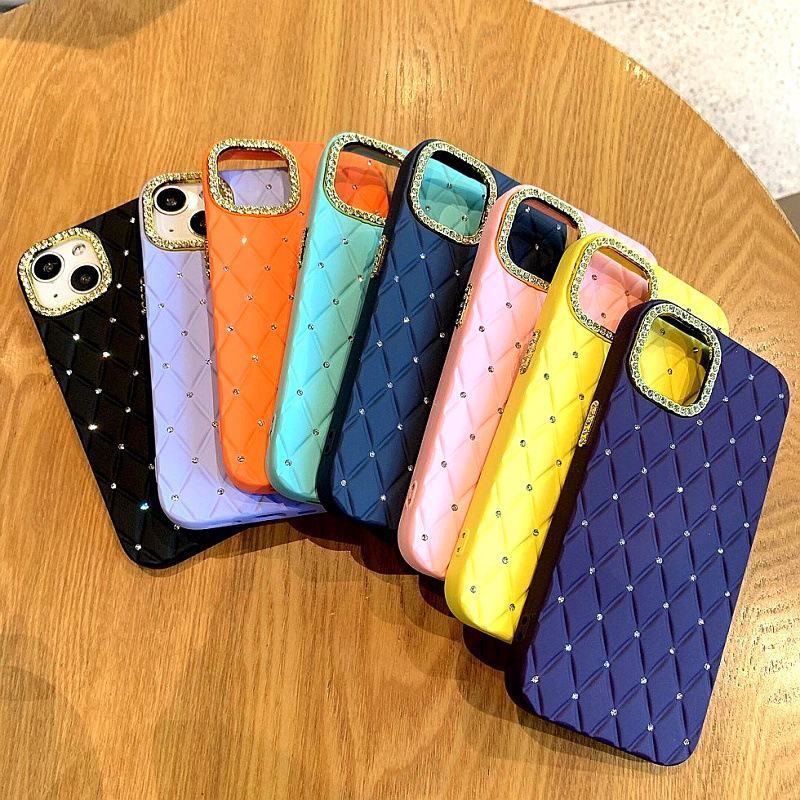 Luxury Diamond Plaid Fashion Phone Case For iPhone 15 pro max Bling TPU Diamond Case Soft Back Cover For iPhone 15