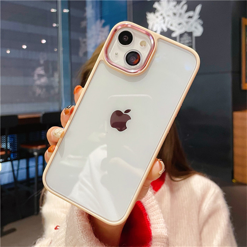 Luxury clear shiny shockproof cell phone case for iPhone 14/ 14 pro max with camera protect back phone bag