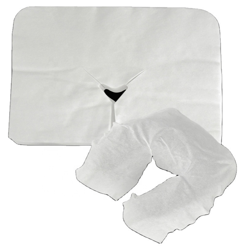 U Shape Disposable Spunlace Nonwoven Fabric Face Cradle Cover For SPA Massage Bed