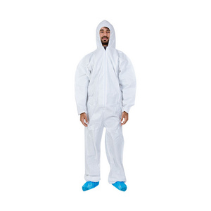 Disposable non-woven coverall microporous coverall type 5/6 with heated sealing tapes for chemical splashes