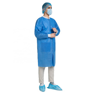 Custom Disposable Protective Nonwoven Lab Coat PP SMS Isolation Gown for hospital Uniform Type Lab Coat