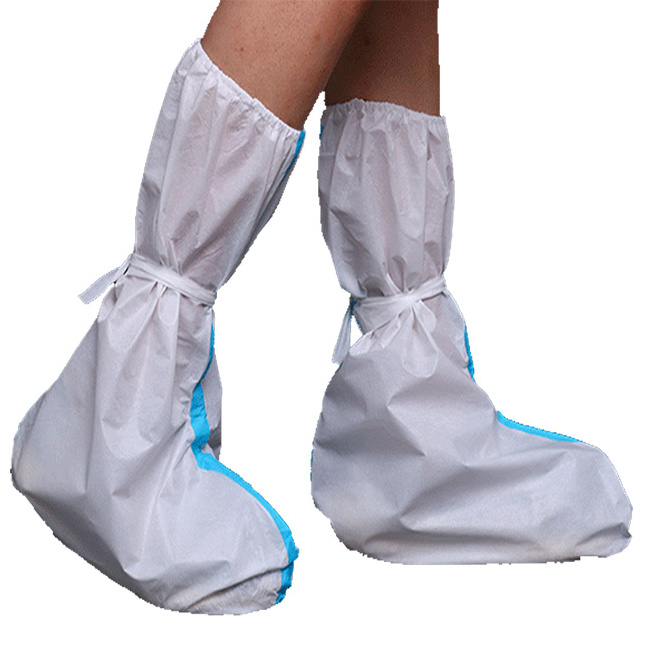 disposable boot cover White 60gsm Sms Surgical Tie On Clear Polyethylene Waterproof Disposable Boot Cover disposable boot cover