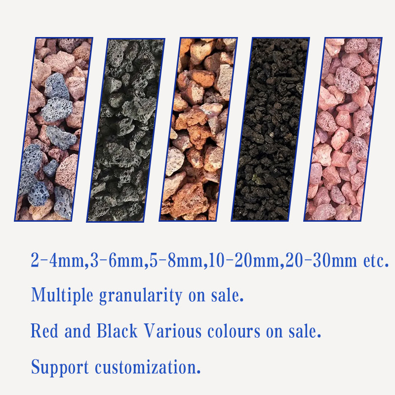 barbecue horticulture pavement decoration garden pond explosionproof 10-20mm red black volcanic stones lava rocks