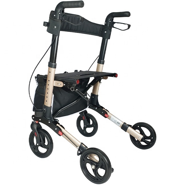 Rollator Walker with Seat for Seniors, Foldable Rolling Walker with Adjustable Handles