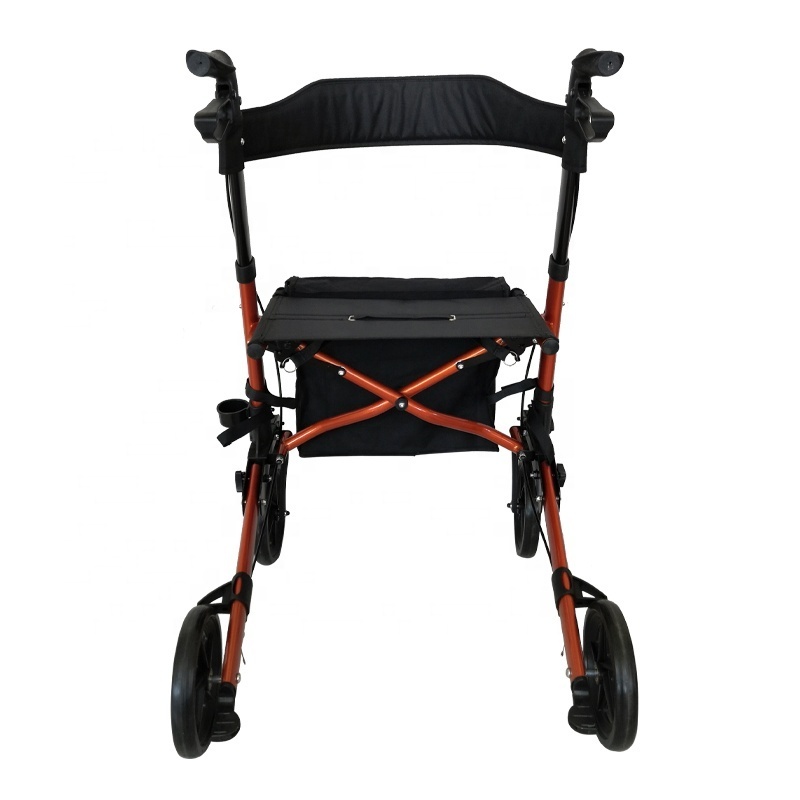 Lightweight rollator 4 wheel walker with seat for adults