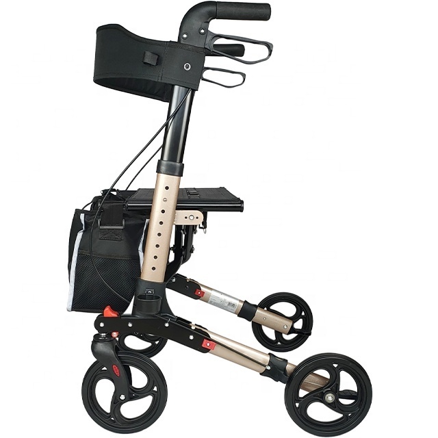 Rollator Walker with Seat for Seniors, Foldable Rolling Walker with Adjustable Handles