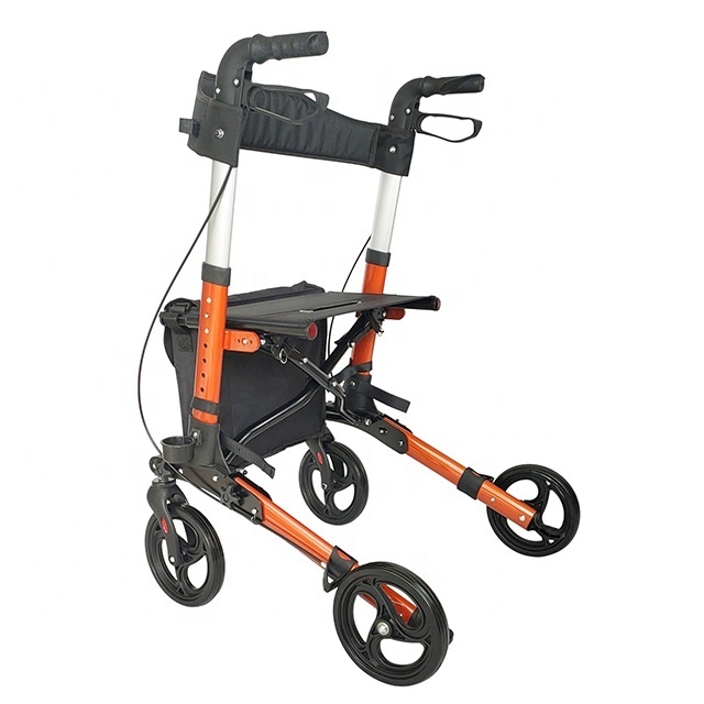 Lightweight rollator 4 wheel walker with seat for adults