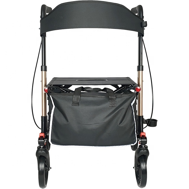 Rollator Walker with Seat for Seniors, Foldable Rolling Walker with Adjustable Handles