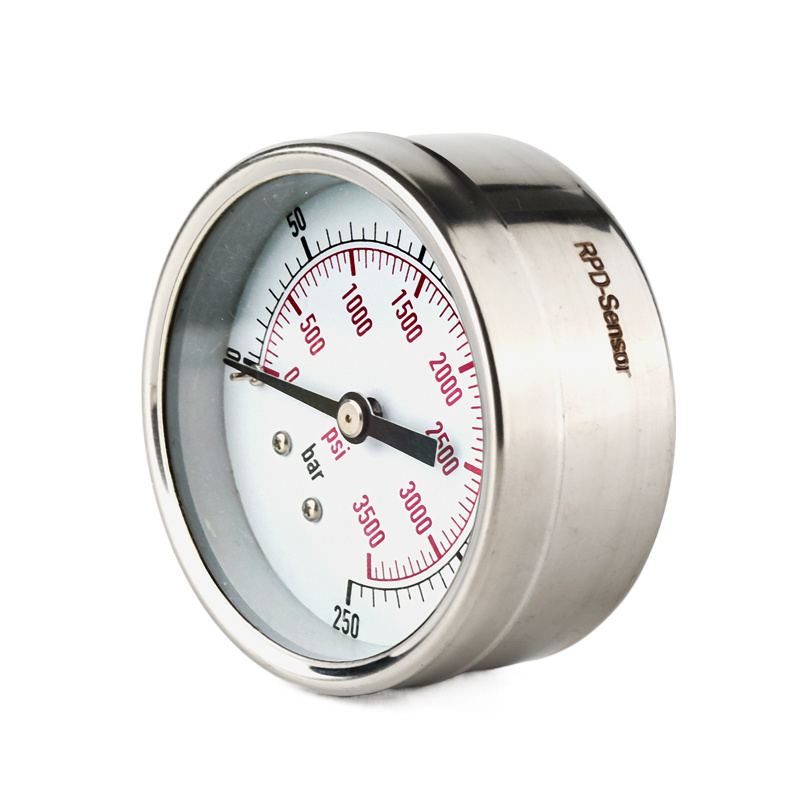 2-1/2inch Dial Size, Liquid Filled Pressure Gauge, 0-60psi/400kpa, 304 Stainless Steel Case, 1/4inchNPT Back Mount