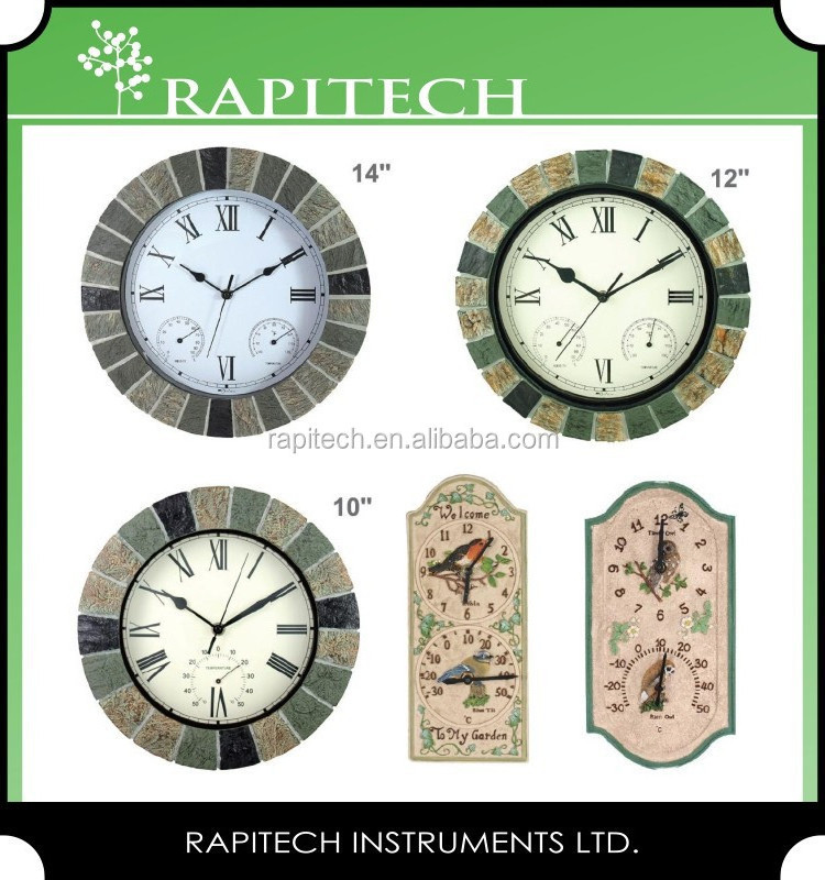 12 Inch Outdoor Polyresin Garden Clock