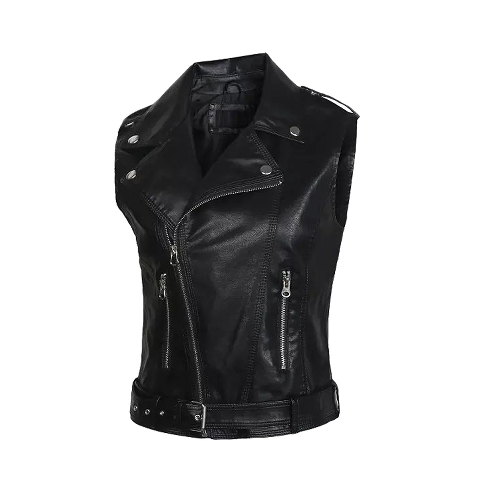 Latest style fashion genuine skin leather vest for women Cool Fashion Winter Warm Ladies Leather Vest