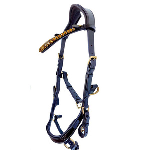 Heavy duty equestrian horse riding products black color leather horse racing bridles hot sale products