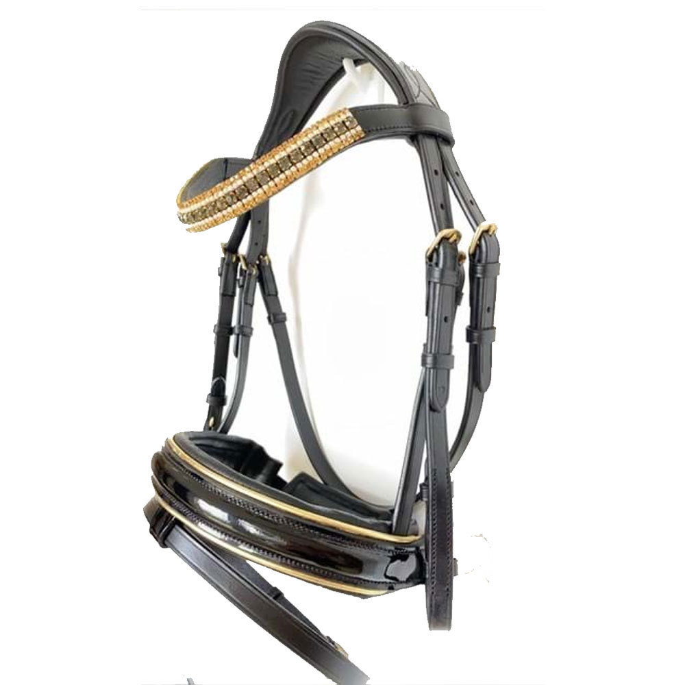 Heavy duty equestrian horse riding products black color leather horse racing bridles hot sale products