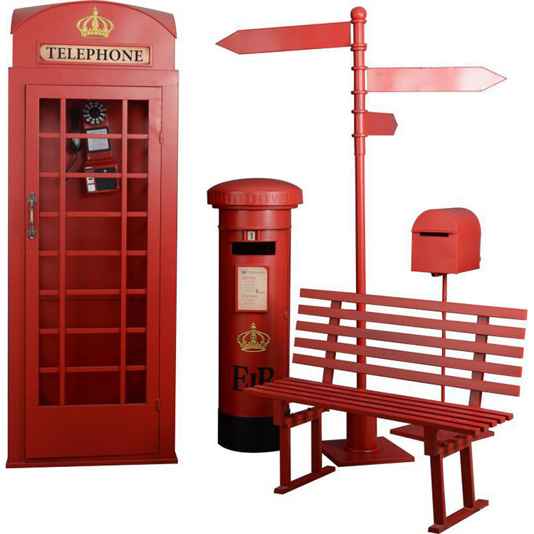 Hot Sell Classical British London Antique Pink Red Telephone Booth