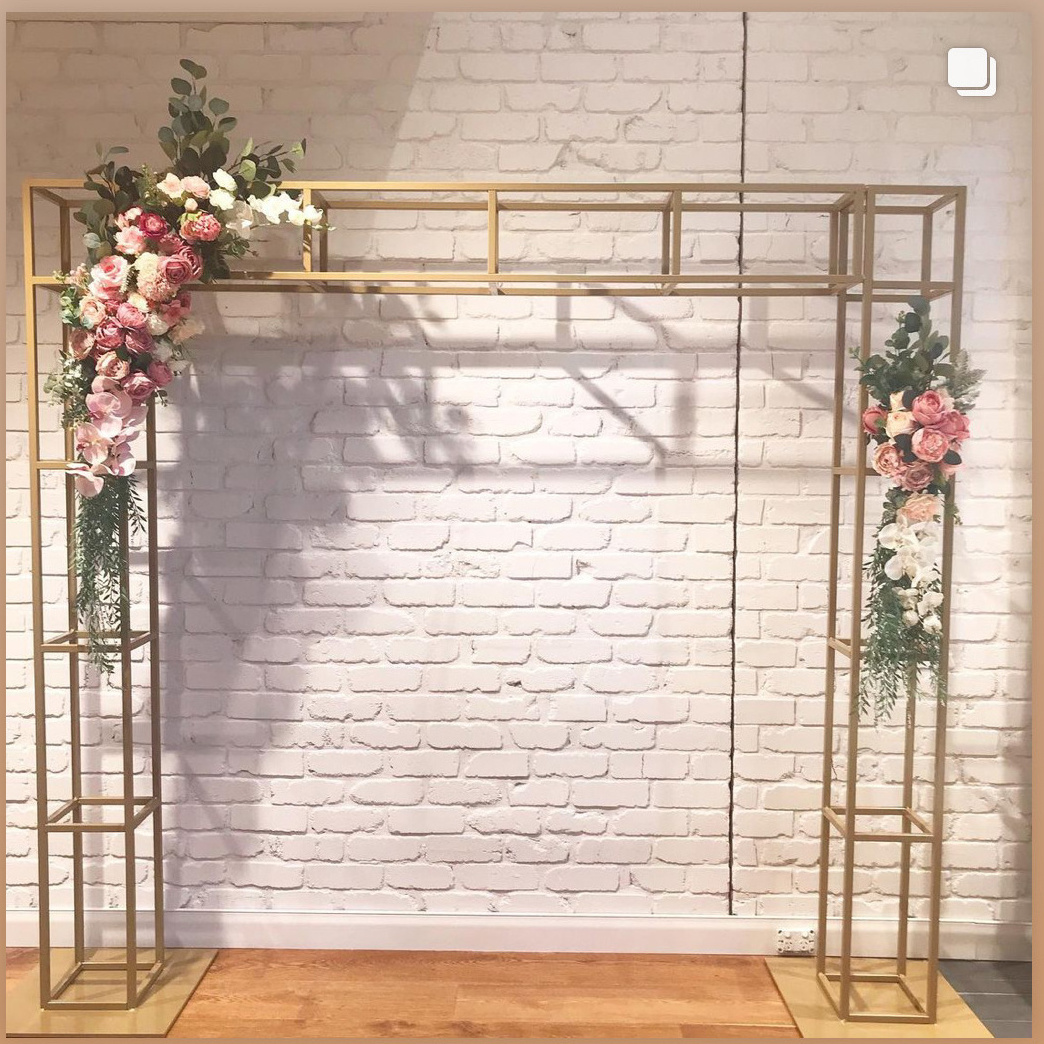 New Stainless Steel Gold Column Chuppah Gazebo For Beach Wedding Decor