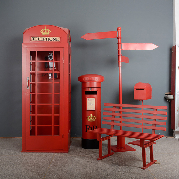 Hot Sell Classical British London Antique Pink Red Telephone Booth