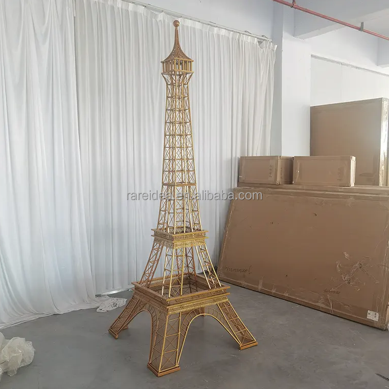 Wedding Decoration Eiffel Tower Large Ornament 8.5ft Metal Golden Craft Arch Backdrop Outdoor Props