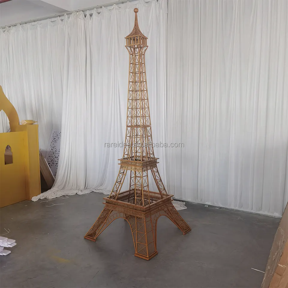 Wedding Decoration Eiffel Tower Large Ornament 8.5ft Metal Golden Craft Arch Backdrop Outdoor Props