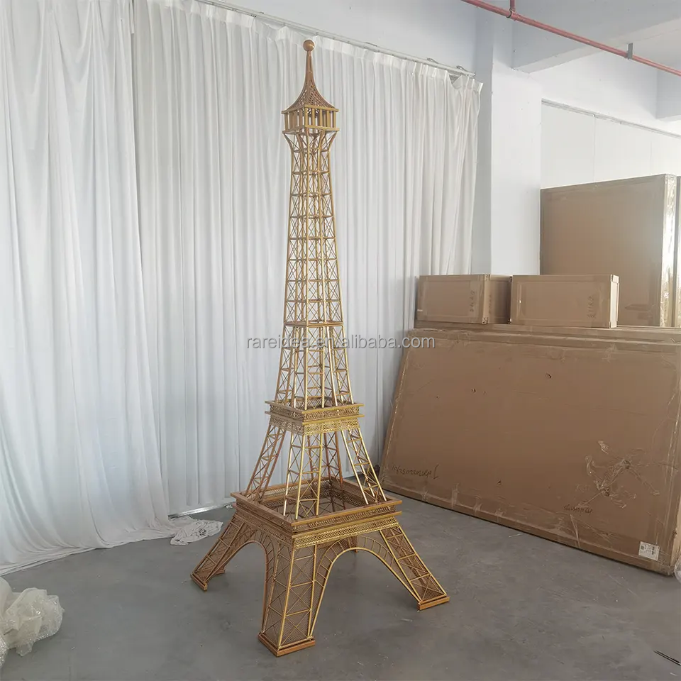 Wedding Decoration Eiffel Tower Large Ornament 8.5ft Metal Golden Craft Arch Backdrop Outdoor Props