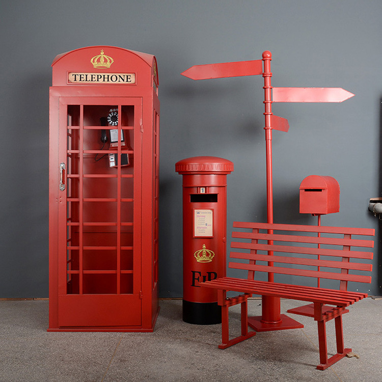 Hot Sell Classical British London Antique Pink Red Telephone Booth