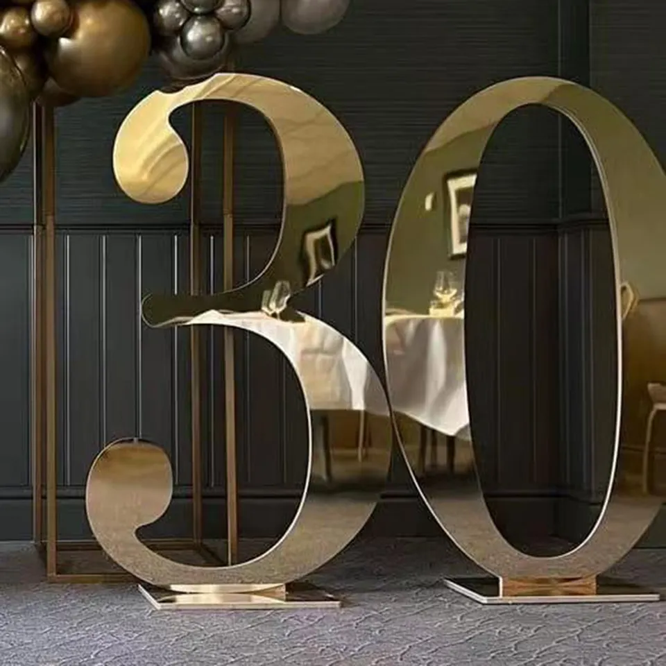 Luxury Acrylic Golden Number 5ft Backdrop Wedding Decorations