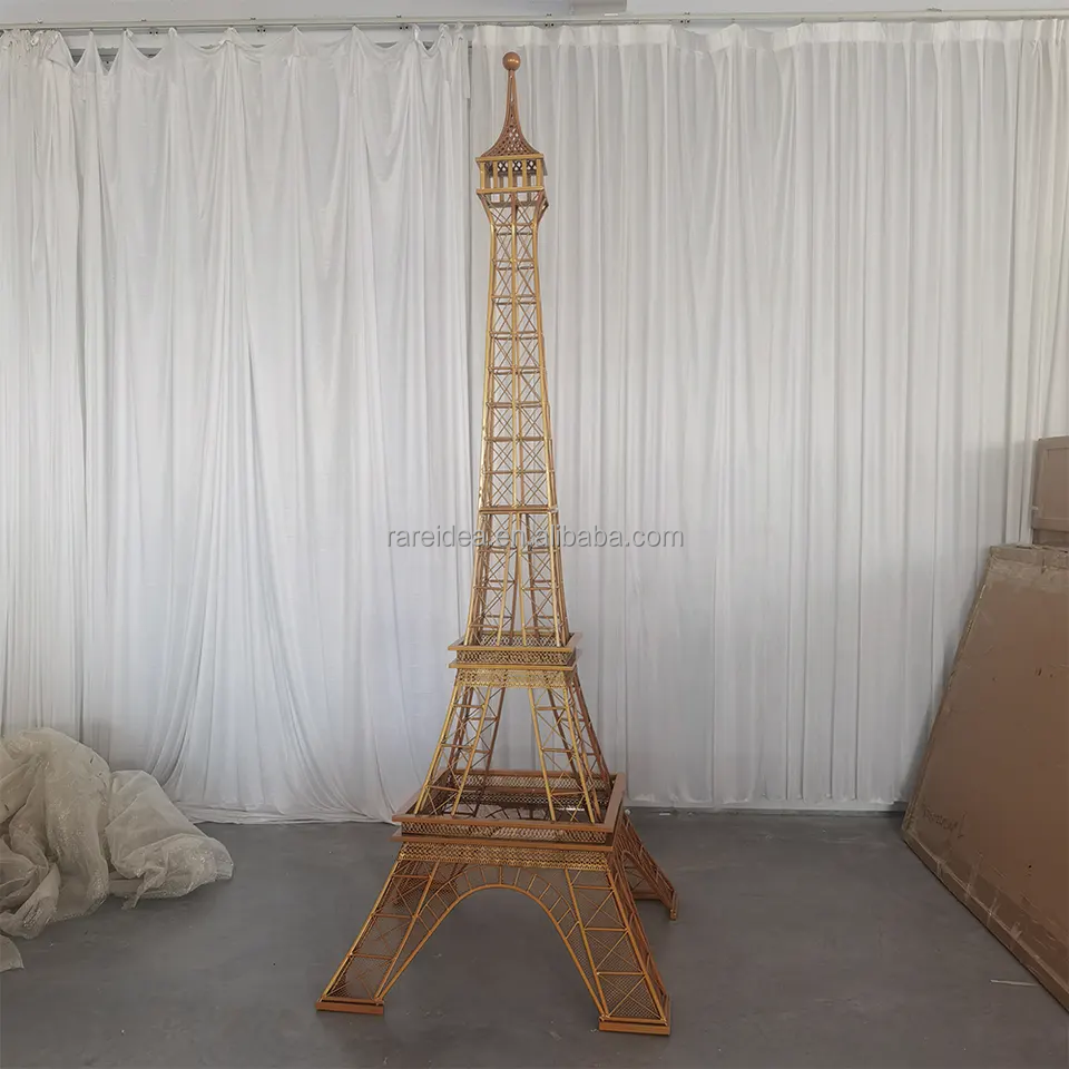 Wedding Decoration Eiffel Tower Large Ornament 8.5ft Metal Golden Craft Arch Backdrop Outdoor Props