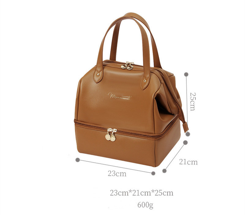 Outdoor Picnic Cooler Bags Pu Leather Multifunctional Mommy Diaper Milk Breast Pump Bag Portable Insulation Lunch Bag