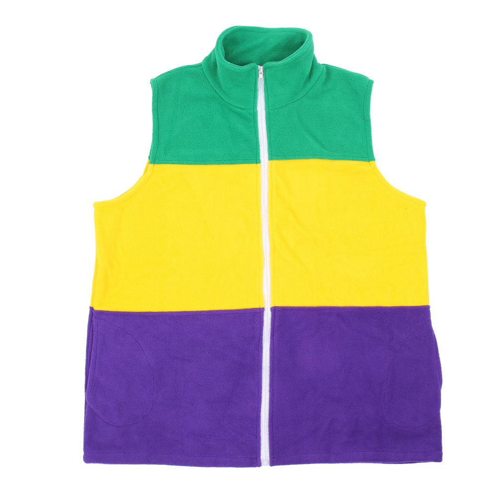 Rarewe Original Design Color Matching Mardi Gras Waistcoats Mom And Me Polar Fleece Vest Carnival Girls Jackets