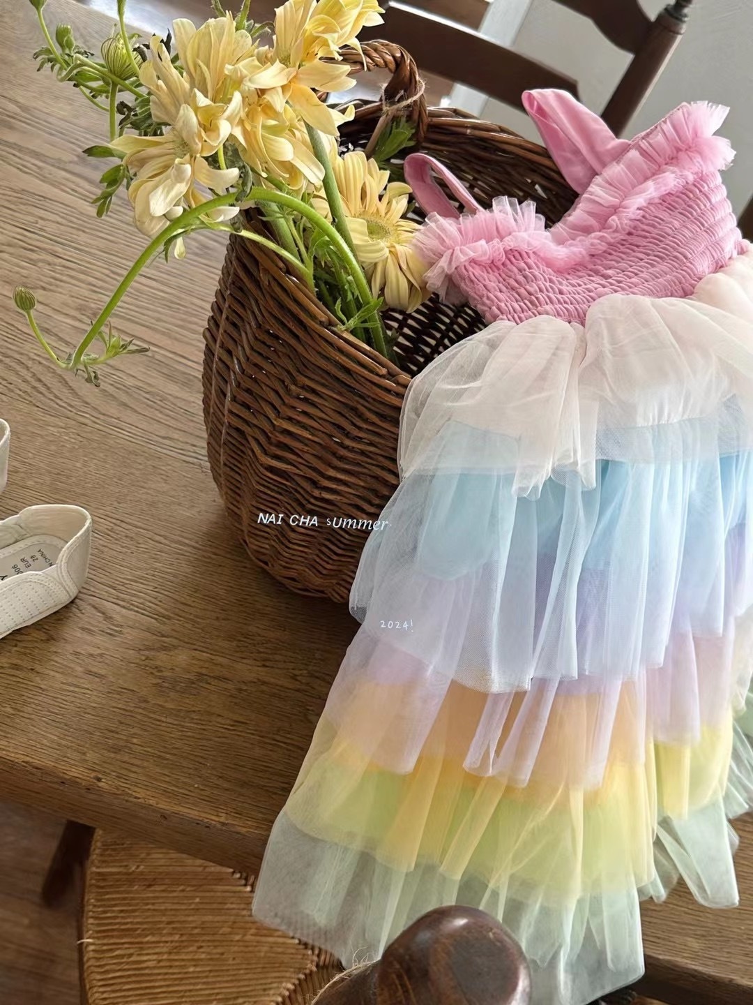 Rarewe High Quality Sleeveless Layered Princess Dress Birthday Dress Girls Tulle Dresses for Summer