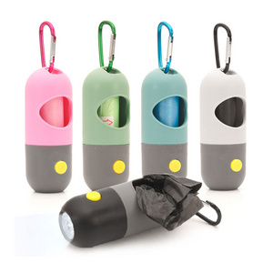 Custom Logo Poop Bags Dispenser Dog Poop Bag Holder With Flashlight