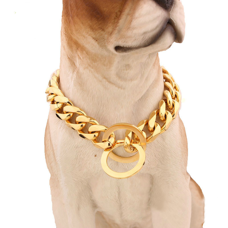 Custom durable gold plating stainless steel dog collar choke chains