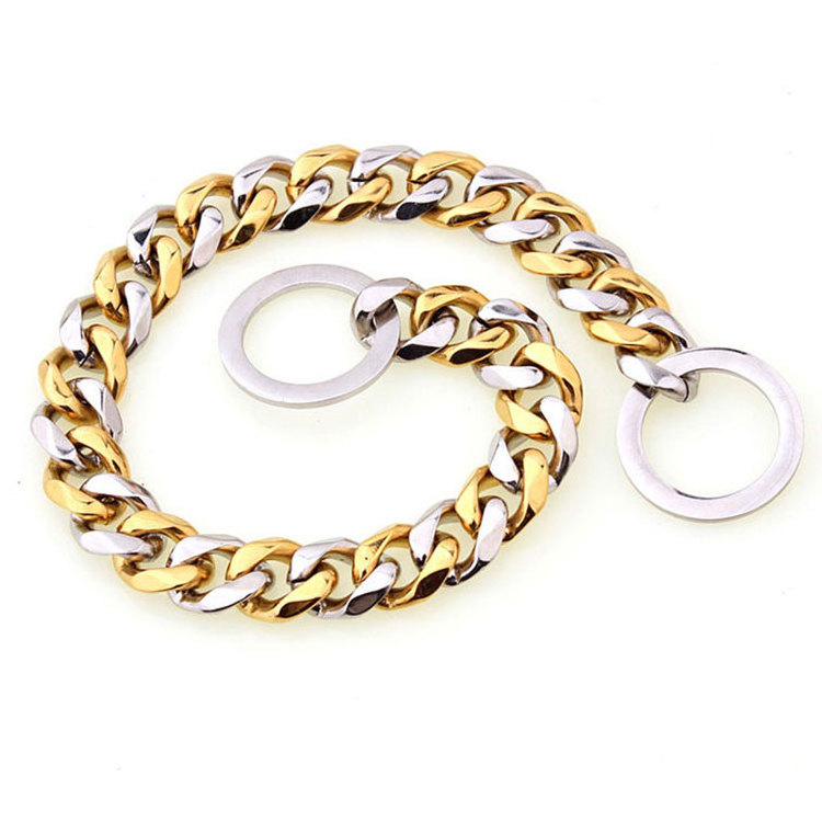 Custom durable gold plating stainless steel dog collar choke chains